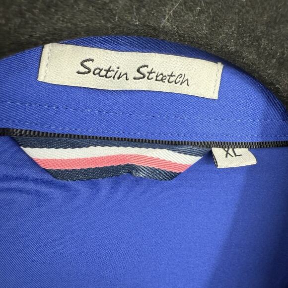 Esabel.C Satin Stretch Long Sleeve Button Up Shirt Colbalt Blue Women XL - Picture 10 of 10
